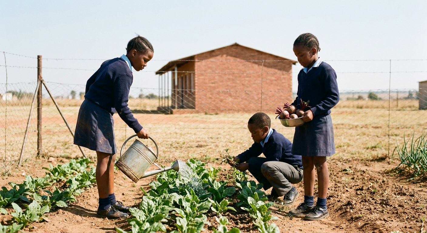 The school's vegetable garden tended by learners after lunch